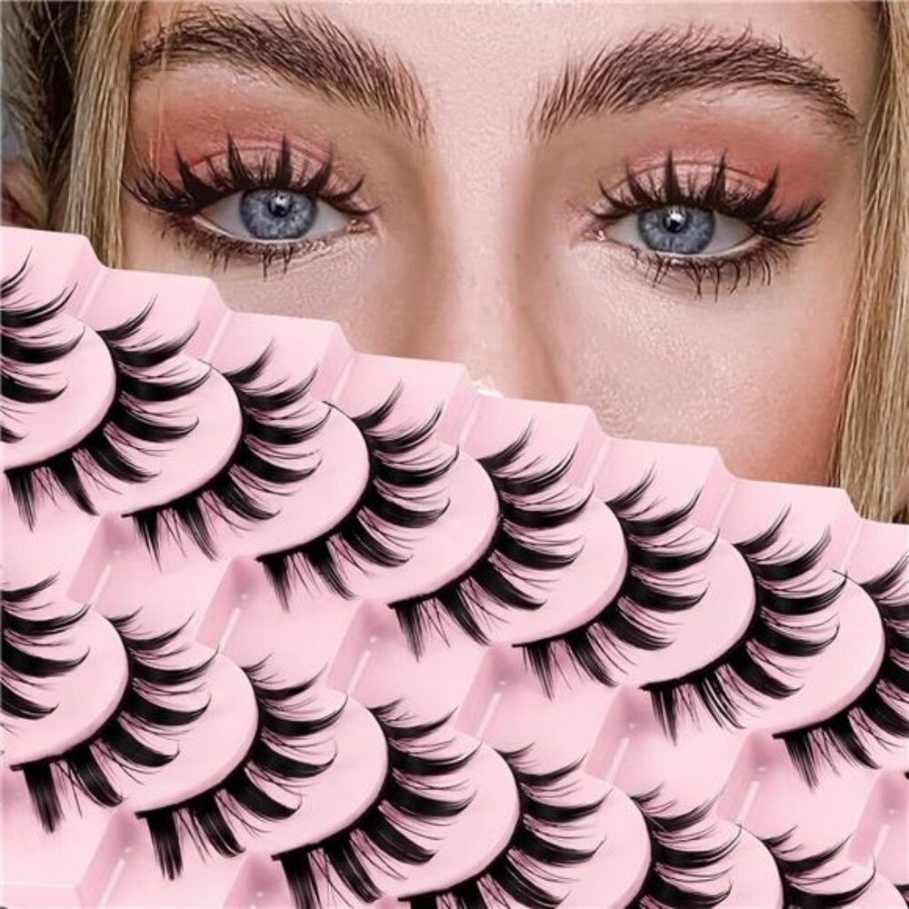Lashes Spiky Manga Lashes 10 Pairs Anime False Eyelashes 8D Wispy Eye